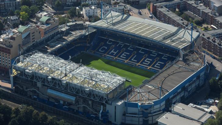 An aerial view of Chelsea's Stamford Bridge stadium